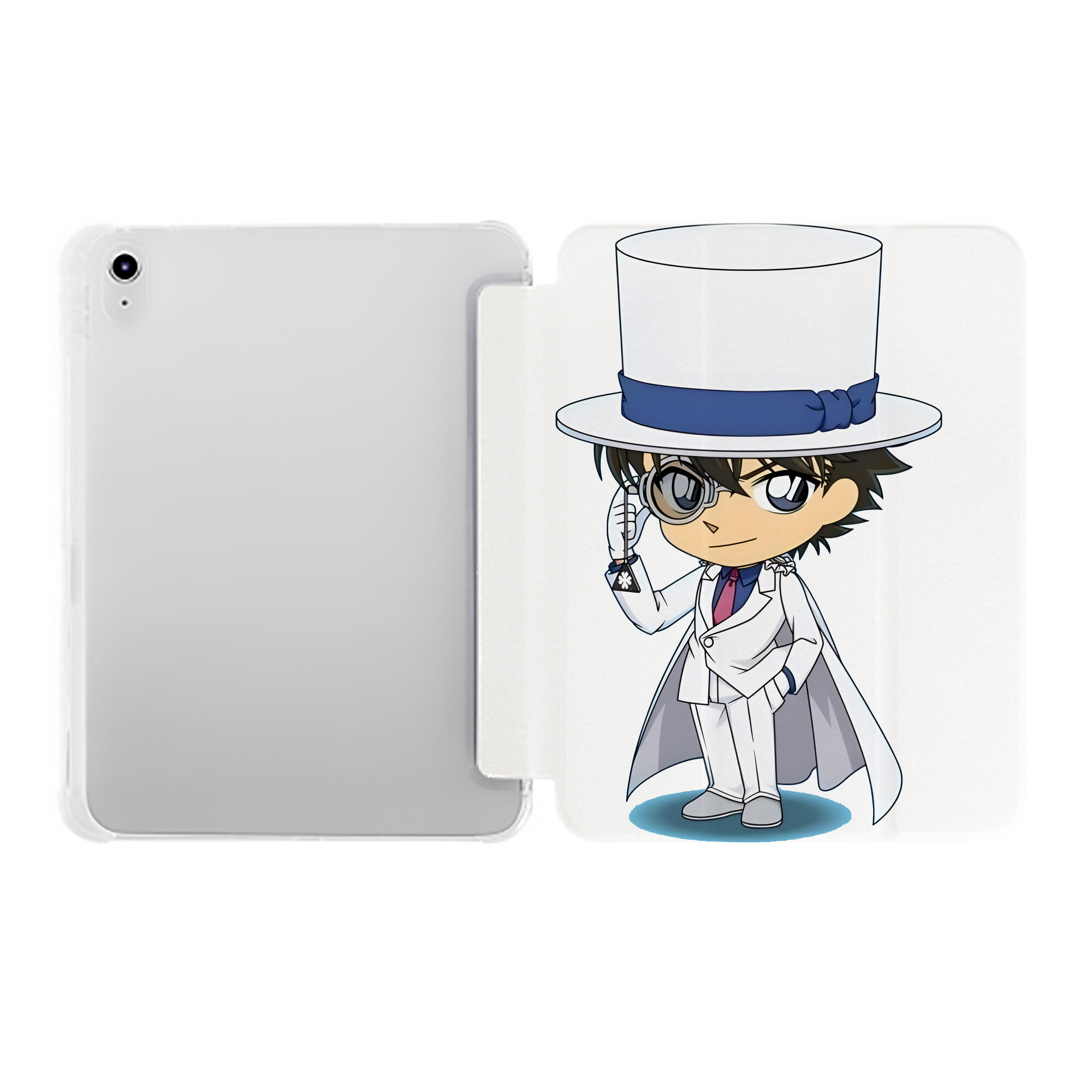 （画像用） 名探偵コナン くろば かいと Detective Conan Kuroba Kaito IPad ケース ペン収納付き 三つ折りスタンド PUレザー×シリコン 対応機種9.5/10.5/10.9インチ